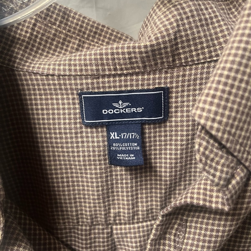 Dockers Men's Tan and Brown Plaid Shirt